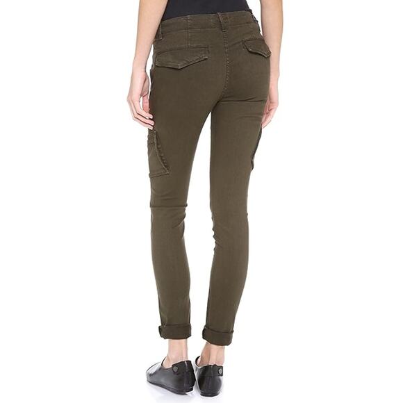 Vince Dark Army Green Utility Cargo Pockets Mid Rise Slim Skinny Pants - Picture 2 of 10